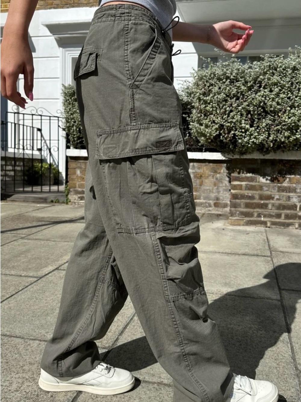 Brandy Melville Jenna Olive Green Cargo Pants Size Small Medium Khaki Utility